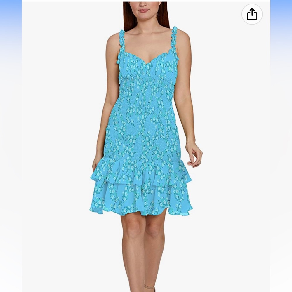 BCBGeneration Women's Sleeveless Smocked Tiered Dress with Flounce